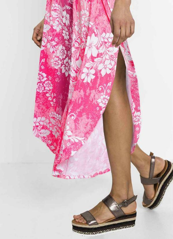 Outlet - Calça Cropped com Fendas Floral Rosa 5