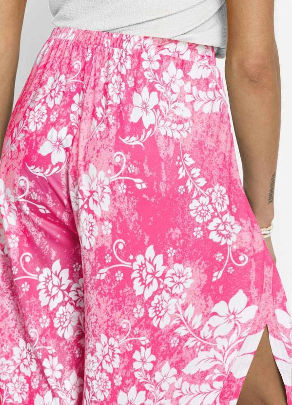 Outlet - Calça Cropped com Fendas Floral Rosa 4