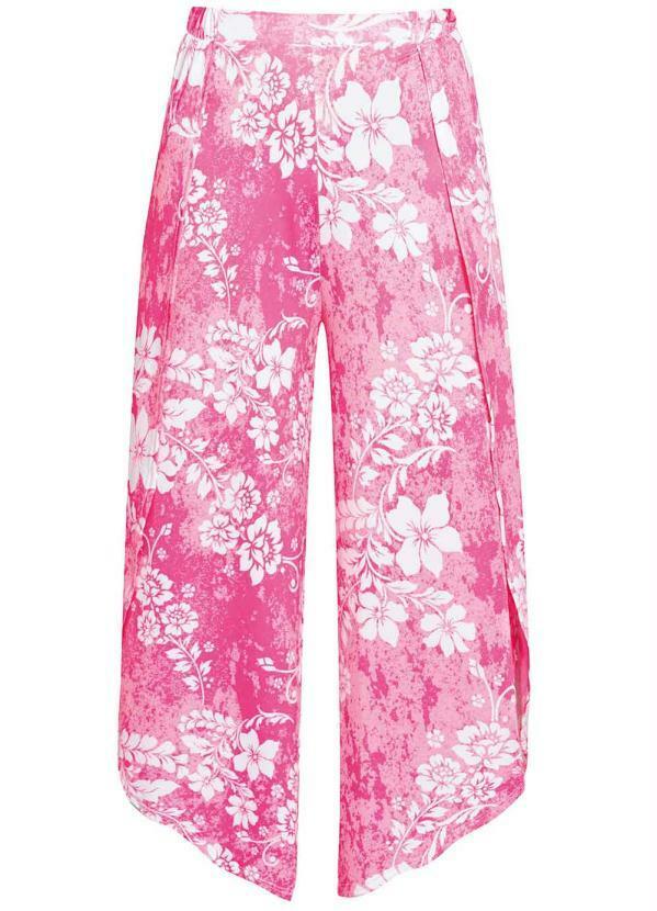 Outlet - Calça Cropped com Fendas Floral Rosa 2
