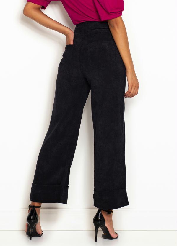 Hering - Calça Cropped de Veludo Cotelê Preta 2