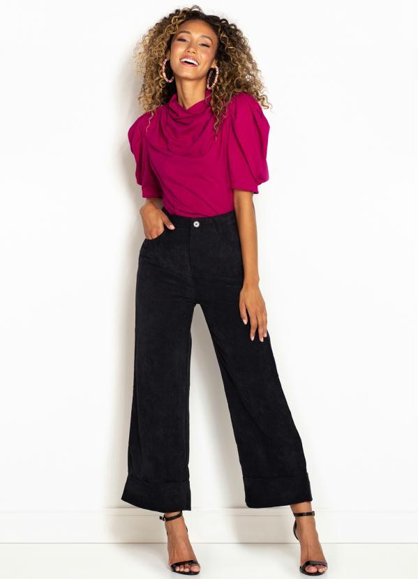 Hering - Calça Cropped de Veludo Cotelê Preta 3