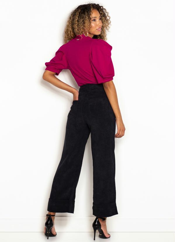 Hering - Calça Cropped de Veludo Cotelê Preta 4