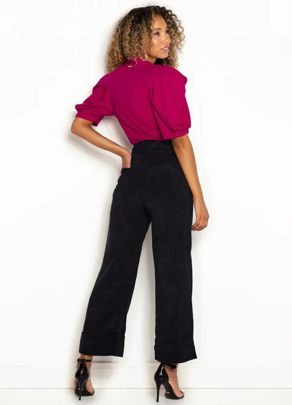 Hering - Calça Cropped de Veludo Cotelê Preta 4