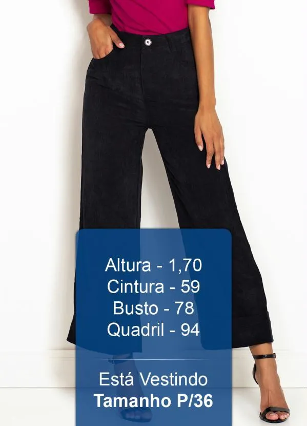 Hering - Calça Cropped de Veludo Cotelê Preta 5
