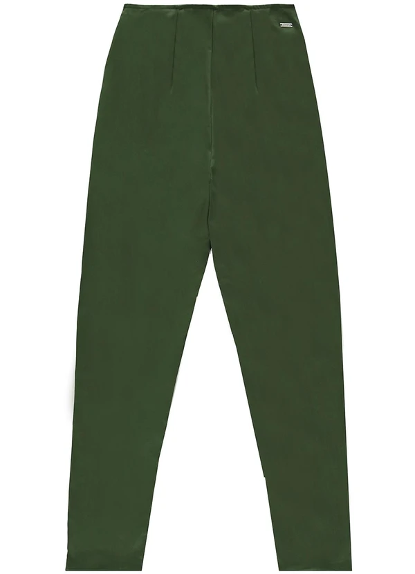 Enfim - Calça Feminina Carrot Cropped Acetinada Verde 4