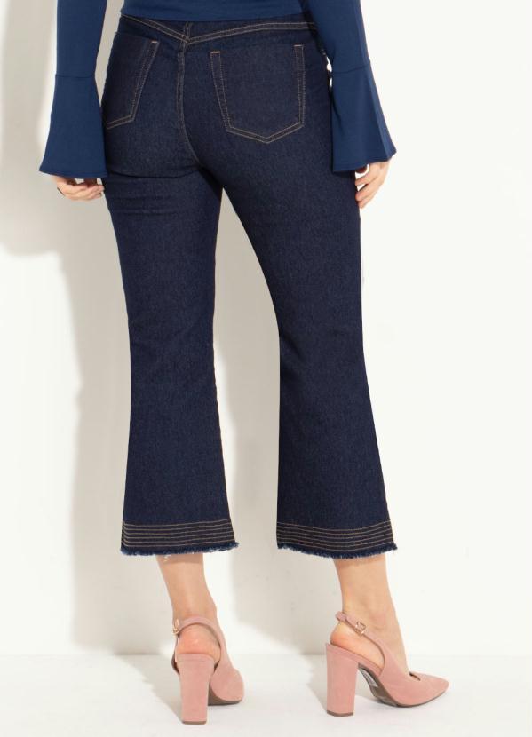 Quintess - Calça Jeans Pantacourt Azul com Barra Flare 2