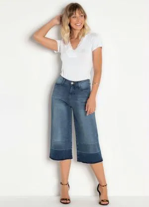 bonprix - Calça Jeans Pantacourt Azul - BONPRIX