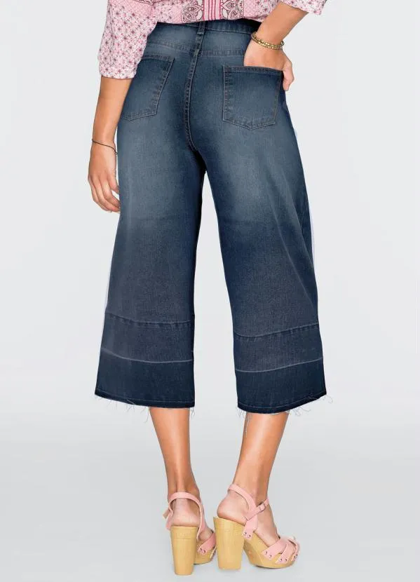 bonprix - Calça Jeans Pantacourt Azul 3