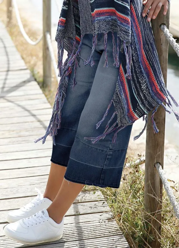 bonprix - Calça Jeans Pantacourt Azul 4