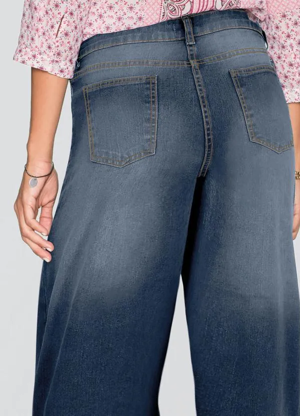 bonprix - Calça Jeans Pantacourt Azul 5