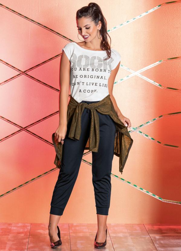 Moda Pop - Calça Jogger Preta com Cintura Média 4