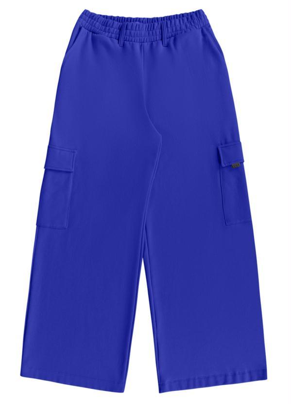 Angel - Calça Loose Cargo Moletom Azul