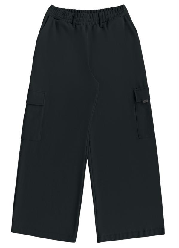 Angel - Calça Loose Cargo Moletom Preto