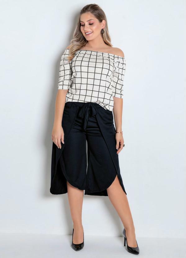 Outlet - Calça Pantacourt Preta com Amarração Frontal 5