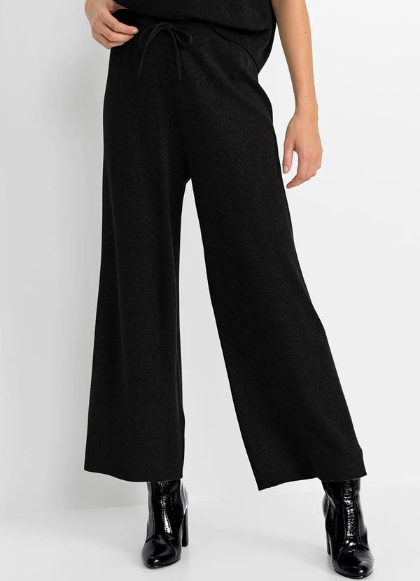 bonprix - Calça Preta em Malha Tricô