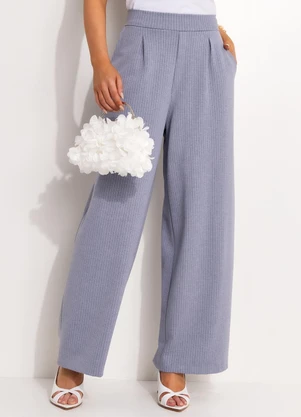 Quintess - Calça Risca de Giz Cinza em Moletinho - QUINTESS