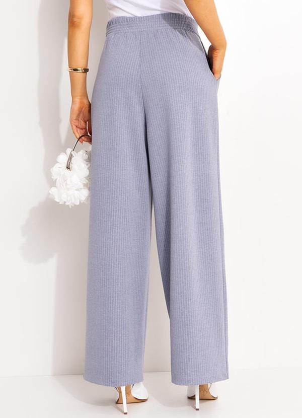 Quintess - Calça Risca de Giz Cinza em Moletinho 4