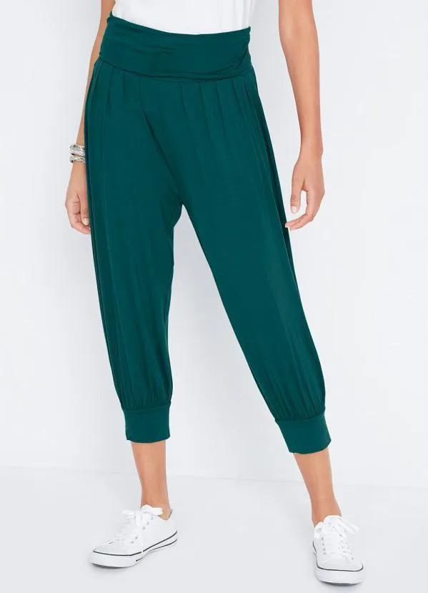 Calça Saruel Cintura Alta Verde bonprix