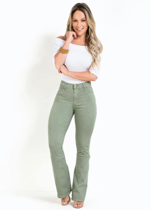 Sawary Jeans - Calça Boot Cut Verde Militar Sawary 4