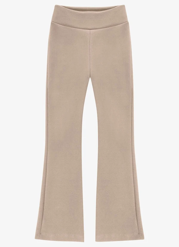 Veev - Calça Bootcut Feminina em Ribana Maxi Bege