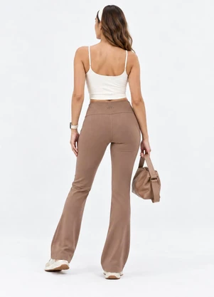 Veev - Calça Bootcut Feminina em Ribana Maxi Bege - VEEV