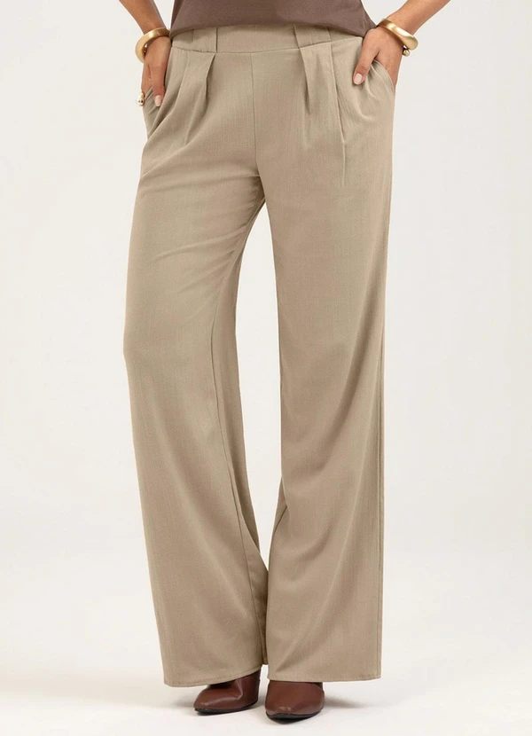 Cativa - Calça em Viscose Marrom Claro