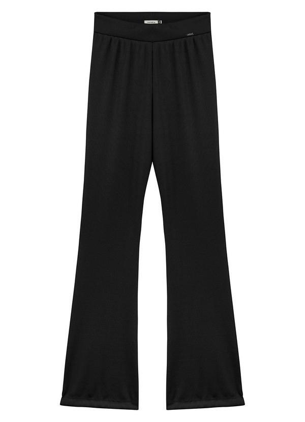 Marialícia - Calça Feminina em Malha Canelada Flare Preto