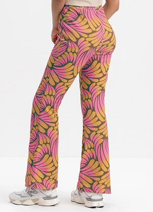 Essendi - Calça Feminina Flare em Moletom Estampada Marrom - ESSENDI
