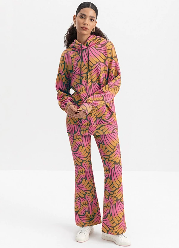 Essendi - Calça Feminina Flare em Moletom Estampada Marrom 3