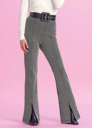 Marialícia - Calça Feminina Tweed Flare Preto - MARIALÍCIA