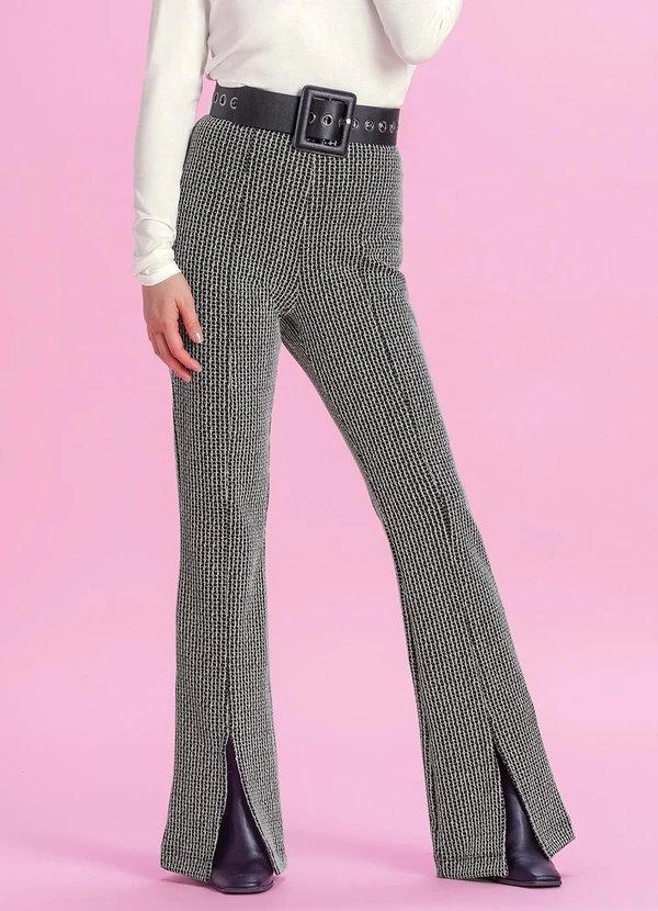 Marialícia - Calça Feminina Tweed Flare Preto