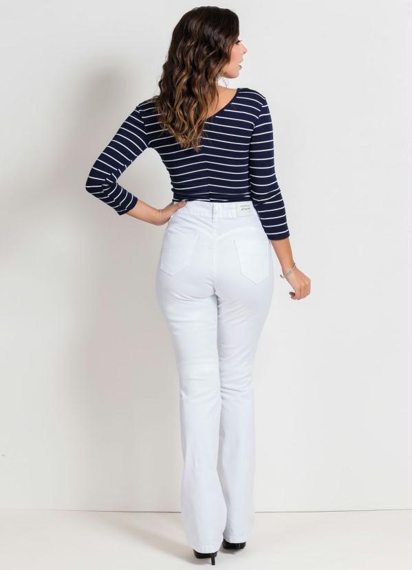 Sawary Jeans - Calça Flare Branca com Botões Sawary 5