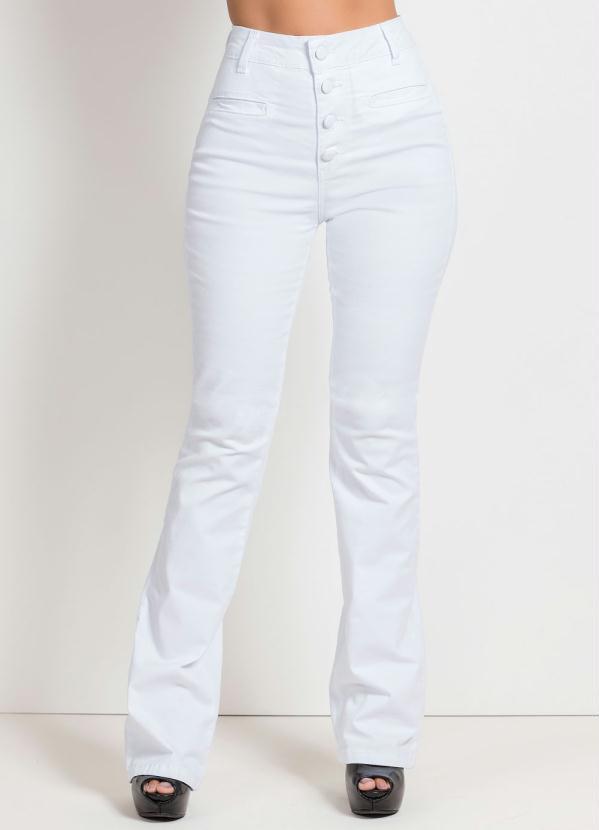 Sawary Jeans - Calça Flare Branca com Botões Sawary 6