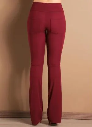 Moda Pop - Calça Flare com Bolsos Costas Bordô - MODA POP