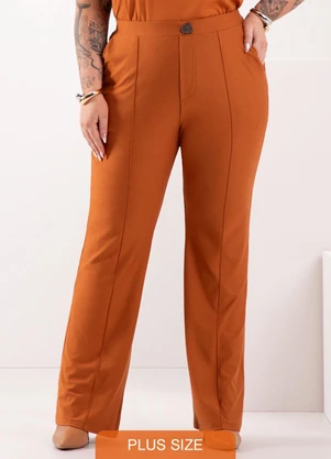 Lunender Mais Mulher - Calça Flare com Bolsos em Malha Crepe Laranja - LUNENDER MAIS MULHER
