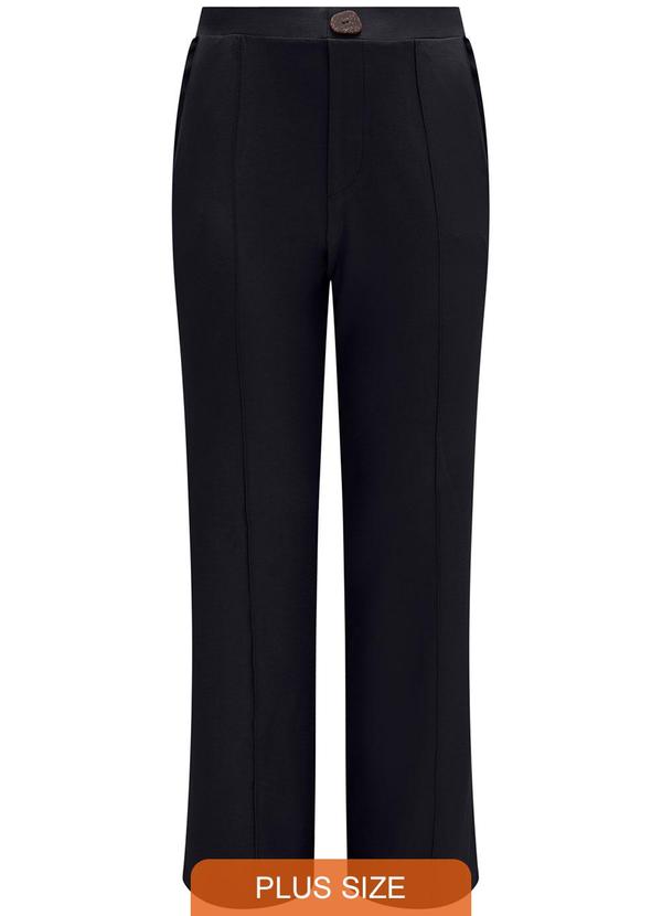 Lunender Mais Mulher - Calça Flare com Bolsos em Malha Crepe Preto