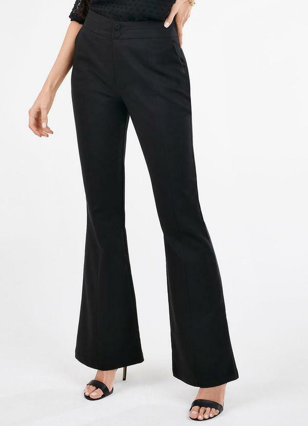 Principessa - Calça Flare de Alfaiataria Preto Rachel