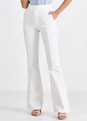 Principessa - Calça Flare de Alfaiataria Off White com Recortes Rebeca - PRINCIPESSA