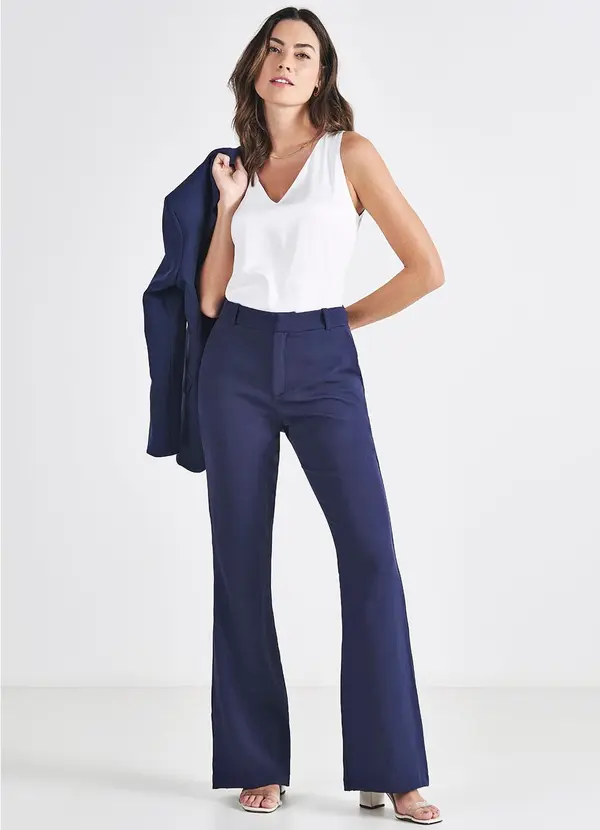 Principessa - Calça Flare de Alfaiataria Marinho Vaniria 5