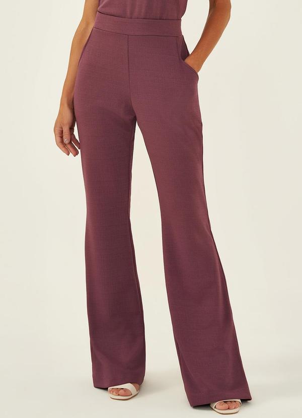 Principessa - Calça Flare em Malha Texturizada Uva Katlin Roxo