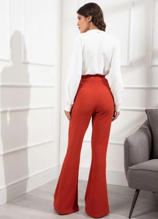 Quintess - Calça Flare Ferrugem com Bolsos 3