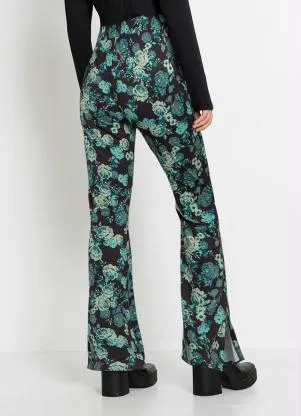 bonprix - Calça Flare Floral Dark - BONPRIX