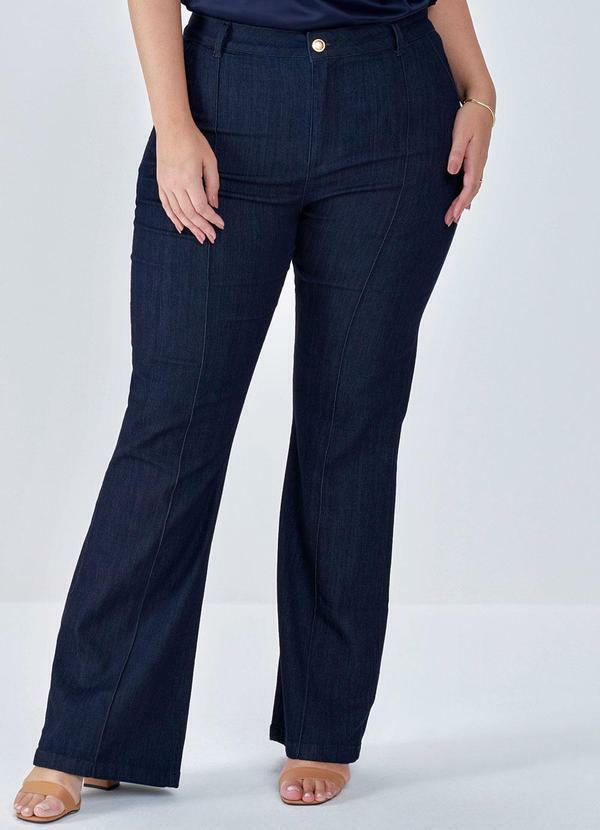 Principessa - Calça Flare Jeans Escuro Oliana Azul