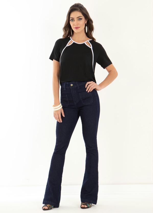 Quintess - Calça Flare Jeans Escuro 3