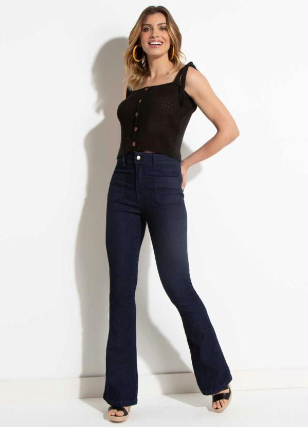 Quintess - Calça Flare Jeans Escuro 4
