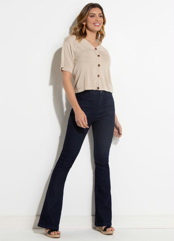 Quintess - Calça Flare Jeans Escuro 5