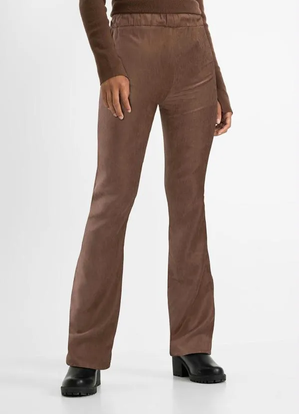 bonprix - Calça Flare Marrom