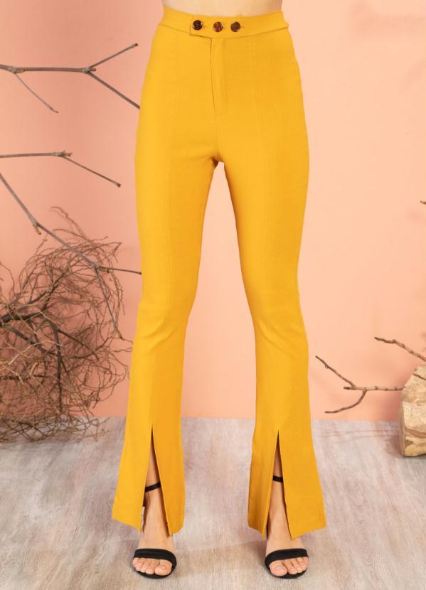 Quintess - Calça Flare Mostarda com Fenda Frontal 5
