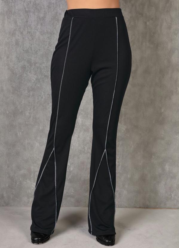 Outlet - Calça Flare Preta com Costura Contrastante 6