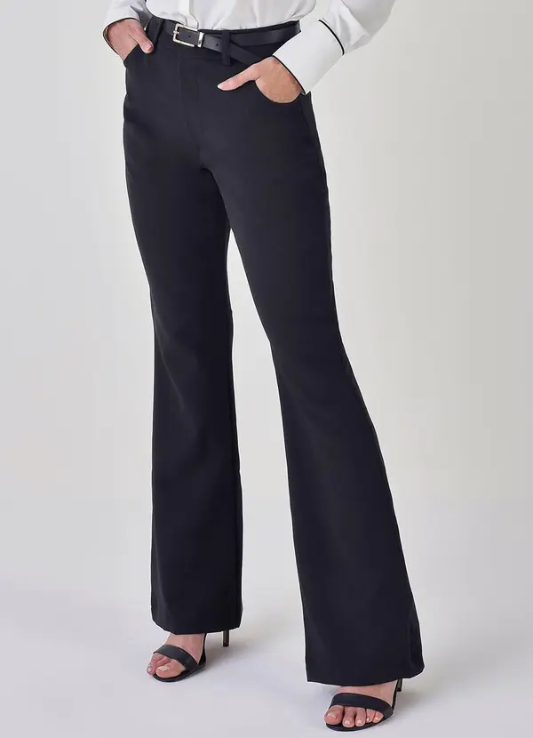 Principessa - Calça Flare Social de Alfaiataria Preta Fabiola